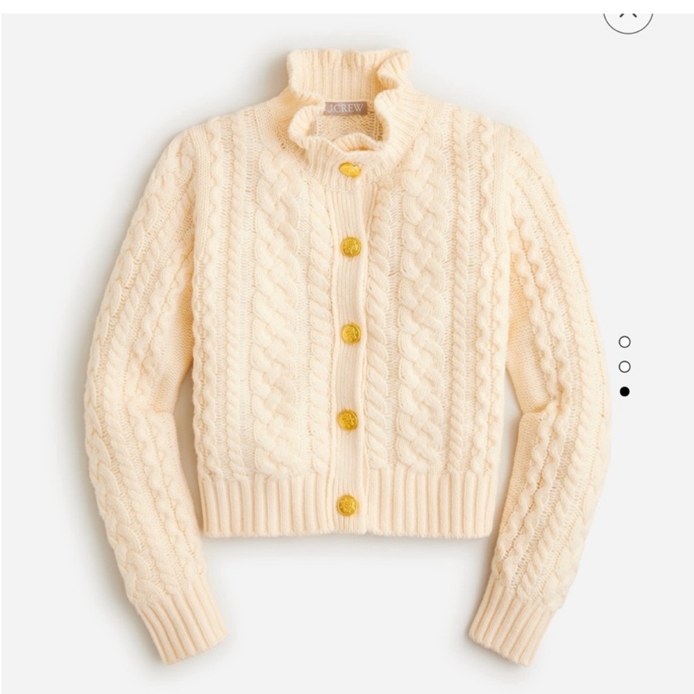J.Crew - CABLE-KNIT RUFFLENECK SWEATER LADY JACKET